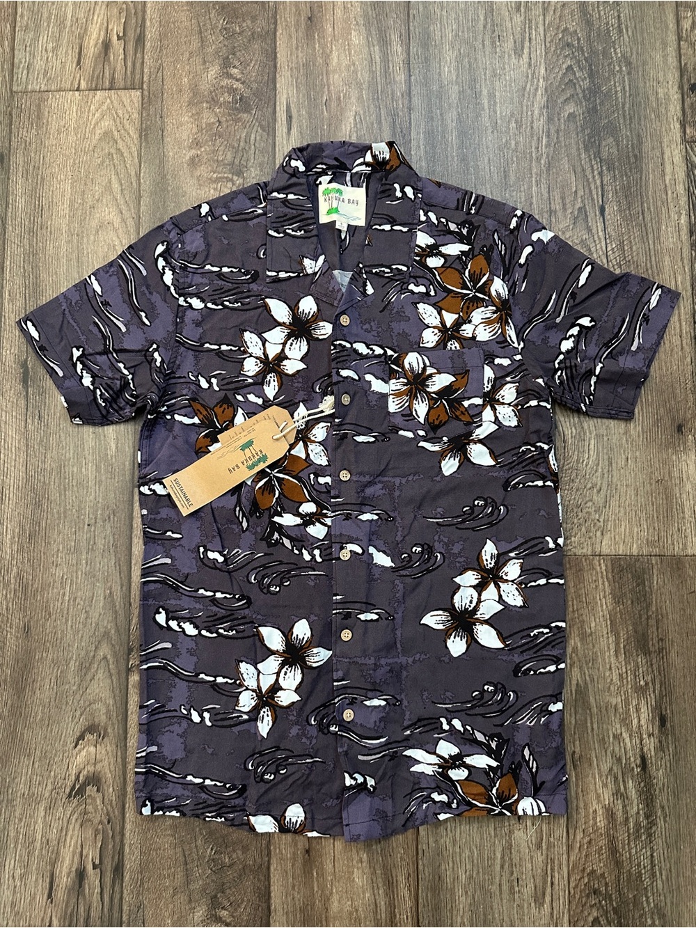 Kahuna Bay Short Sleeve Button Up Lightweight Shirt Men’s Size Floral Taupe